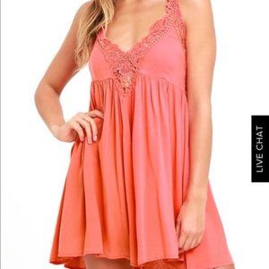 Lulu's Amor Mio Coral Pink Backless Lace D…